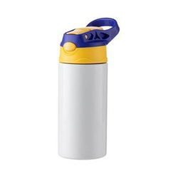 Kinder-Fahrradflasche, Edelstahl, Blau-Gelb, 360 ml, für den Sublimationsdruck