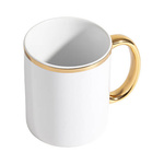 Becher 330 ml, goldfarbener Henkel und Rand, für die Sublimation