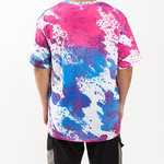 T-Shirt, Cotton-Like Bleached Leopard Blue Pink, für den Sublimationsdruck