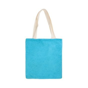 Tasche, Plüsch, Weiß-Hellblau, 34 x 37 cm, für den Sublimationsdruck