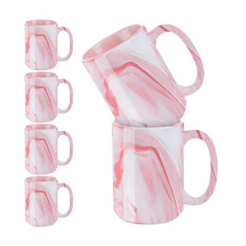 Tassen-Set, 6 Stck.  450 ml, Rosa Marmor, A+, für die Sublimation