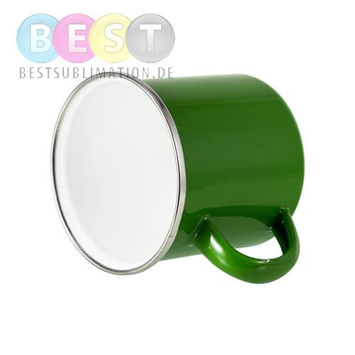 Becher 360 ml, Metall, emailliert, grün, für die Sublimation