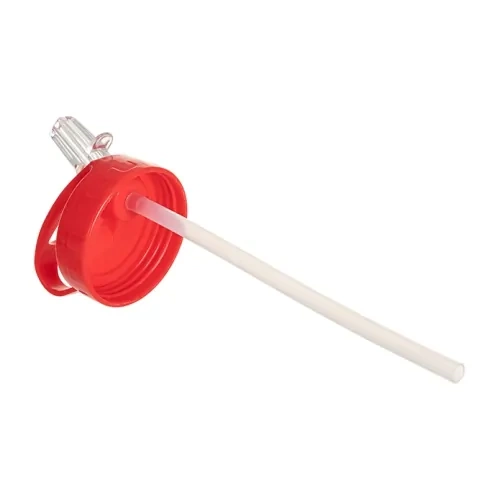 Aluminiumflasche mit Ausgießer, 600 ml, weiß, mit rotem Verschluss und Sublimationshalter