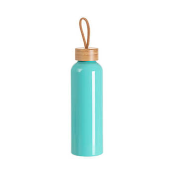 Trinkflasche, Aluminium, 600 ml, Minzgrün, Verschluss aus Bambus, für den Sublimationsdruck