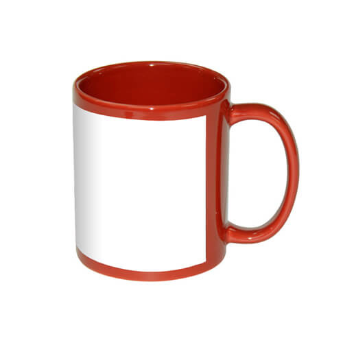 Tasse 330ml, A+, Rot, mit weißem bedruckbaren Fenster, für die Sublimation