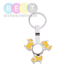 Schlüsselanhänger, Metall, Spinner, "Dog", Gelb, für den Sublimationsdruck