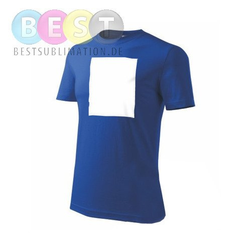 Patchirt, Baumwollshirt, Blau, Druckfeld hochkant, für den Sublimationsdruck