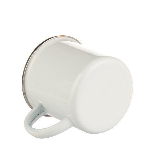 Becher 360 ml, Metall, emailliert, weiß, 4 Stück, satiniert, für den Sublimationsdruck