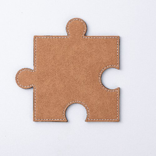 Tassenuntersetzer, Puzzleteil, Kunstleder, Braun, für die Sublimation