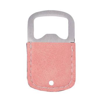 Flaschenöffner, 3,2 x 5,2 cm, Stahl und Kunstleder, Rosa, für den Sublimationsdruck