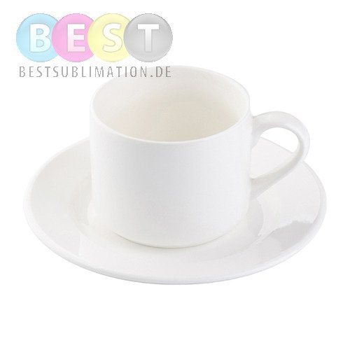 Kaffeetasse, 170 ml, mit Untertasse, Klasse A+, für den Sublimationsdruck