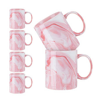 Tassen-Set, 6 Stck.  330 ml, Rosa Marmor, A+, für die Sublimation