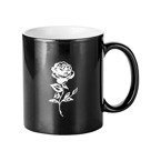 Zaubertasse 330ml, Gravur "Rose", Schwarz, für die Sublimation