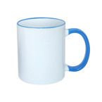 Tasse 330ml, ECO, meeresblauer Griff und Rand, für die Sublimation