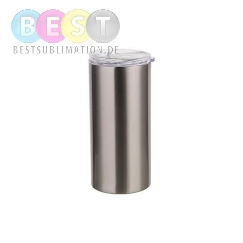 Thermostasse, Tumbler, mit Trinkhalm, 480 ml, Silber, für die Sublimation