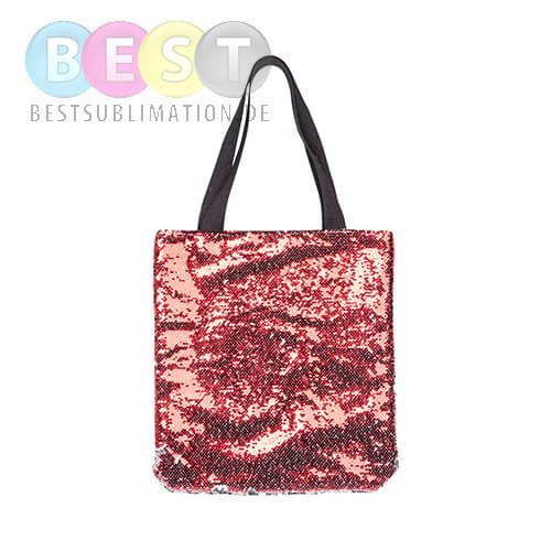 Tasche mit roten Pailletten, 35 x 38 cm, für den Sublimationsdruck
