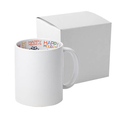 Tasse 330ml, Mit Innenseite "Happy Holidays", mit Box, für die Sublimation