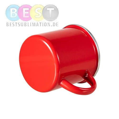 Becher 360 ml, Metall, emailliert, rot, für die Sublimation