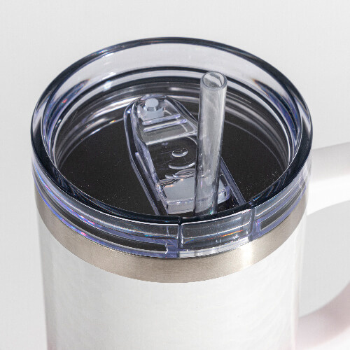 Becher, 1200 ml, 3D Puff Cloud, Weiß-Rosa, für die Sublimation