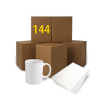 144 Tassen 330ml, Classic weiß HARD und 100 Blatt Sublipapier A-4