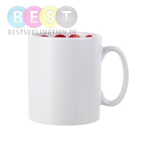 Tasse 300ml, weiß, Innenseite mit "I Love You" beschriftet, für die Sublimation.