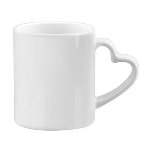 Tasse, 300 ml, Weiß, Herzgriff, für die Sublimation