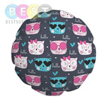 Kissenbezug, Polyester, Ø 60 cm, Katze und Hund, für den Sublimationsdruck