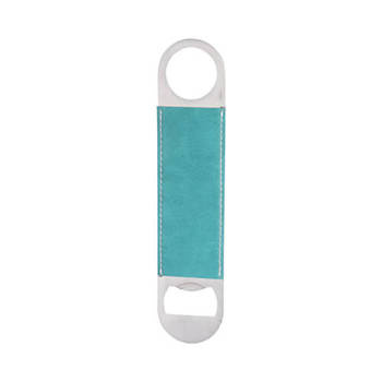 Flaschenöffner, 4 x 17,8 cm, Stahl und Kunstleder, Grün, für den Sublimationsdruck