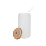 6er-Set, Gläser mit Deckel aus Bambus und Trinkhalm, 550 ml, Satiniert, für den Sublimationsdruck.