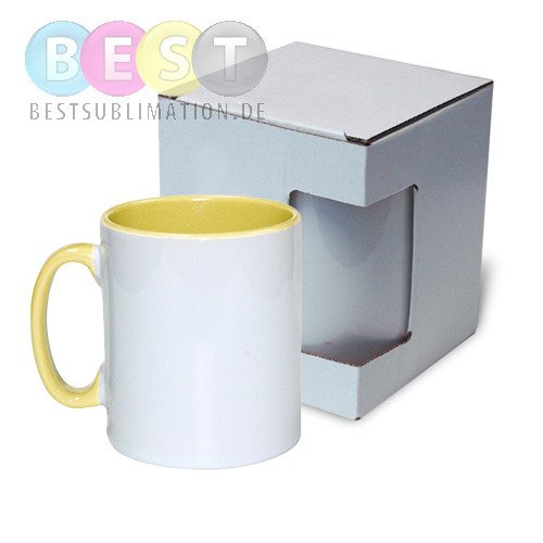 Tasse 300ml, FUNNY,  A+, Gelb, mit Box, für die Sublimation