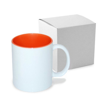 Tasse 330ml, ECO, orangene Innenseite, mit Box, für die Sublimation