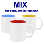 144 Tassen 330ml, Farbige Innenseite, MIX diverser Farben,  für die Sublimation