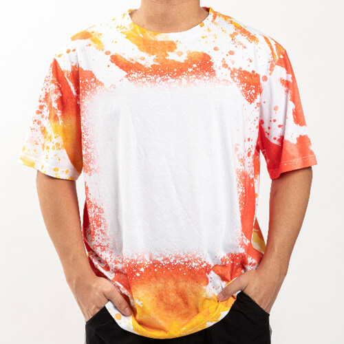 T-Shirt, Cotton-Like Bleached Leopard Dreams Orange, für den Sublimationsdruck