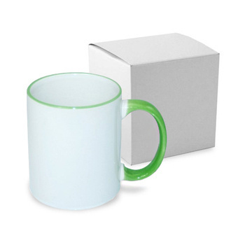 Tasse 330ml, A+, hellgrüner Griff und Rand, mit Box, für die Sublimation