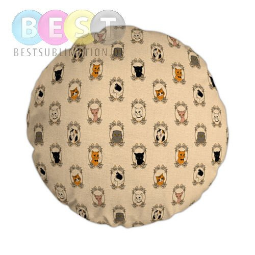 Kissenbezug, Leinen, Ø 60 cm, Katzen, für den Sublimationsdruck