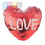 Kissenbezug, Herz, 39 x 44 cm, mit Pailletten, Rot, für den Sublimationsdruck