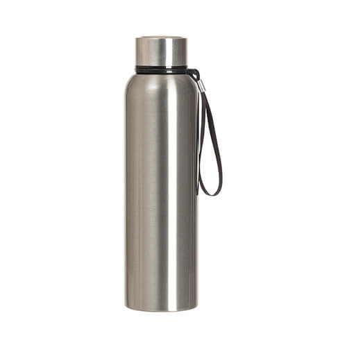 Trinkflasche, Edelstahl, Silber, 800 ml, mit Schlaufe, für den Sublimationsdruck