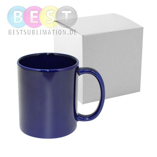 Tasse "FULL COLOR", Dunkelblau, Glänzend, mit Box, für  den Thermotransferdruck