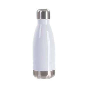 Trinkflasche, 350 ml, Weiß mit silbernem Boden, für den Sublimationsdruck