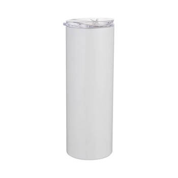 Tumbler-Becher, 600 ml, mit Trinkhalm, Weiß, für den Sublimationsdruck.