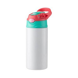 Kinder-Fahrradflasche, Edelstahl, Rosa-Grün, 360 ml, für den Sublimationsdruck