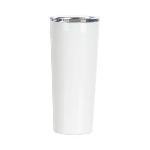 Tumbler-Becher, 650 ml, Edelstahl, Weiß, für den Sublimationsdruck.