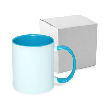 Fototasse 330ml FUNNY, Hellblau, mit der patentierten JS-Beschichtung, mit einzelner Box, für die Sublimation