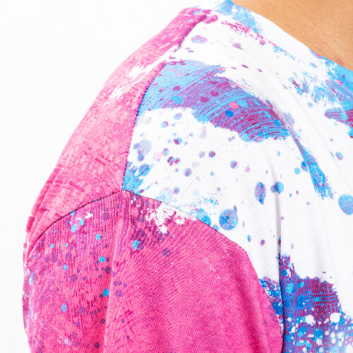 T-Shirt, Cotton-Like Bleached Leopard Blue Pink, für den Sublimationsdruck