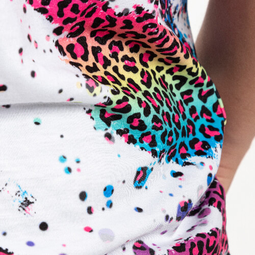 T-Shirt, Cotton-Like Bleached Leopard Wild Purple, für den Sublimationsdruck