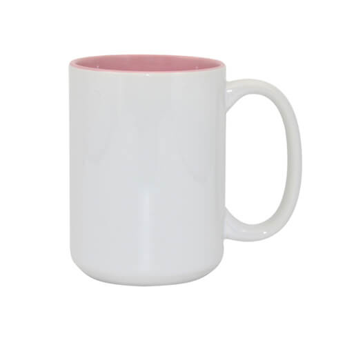 Tasse 450ml, A+, rosa Innenseite, für die Sublimation