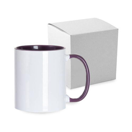 Tasse Funny, mit violetter Innenseite und Griff, mit Box, JS-Beschichtung, für die Sublimation