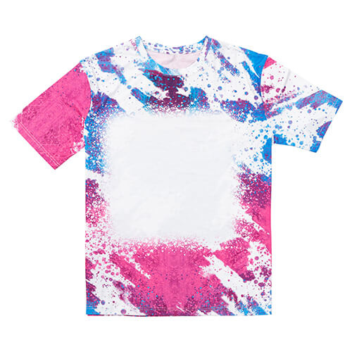 T-Shirt, Cotton-Like Bleached Leopard Blue Pink, für den Sublimationsdruck