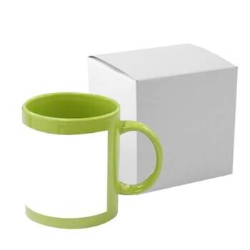 Tasse 330ml, A+, Grün, mit weißem bedruckbaren Fenster und Box, für die Sublimation