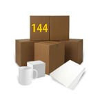 144 Tassen 330ml, Classic weiß HARD, mit Boxen und 100 Blatt Sublipapier A-4